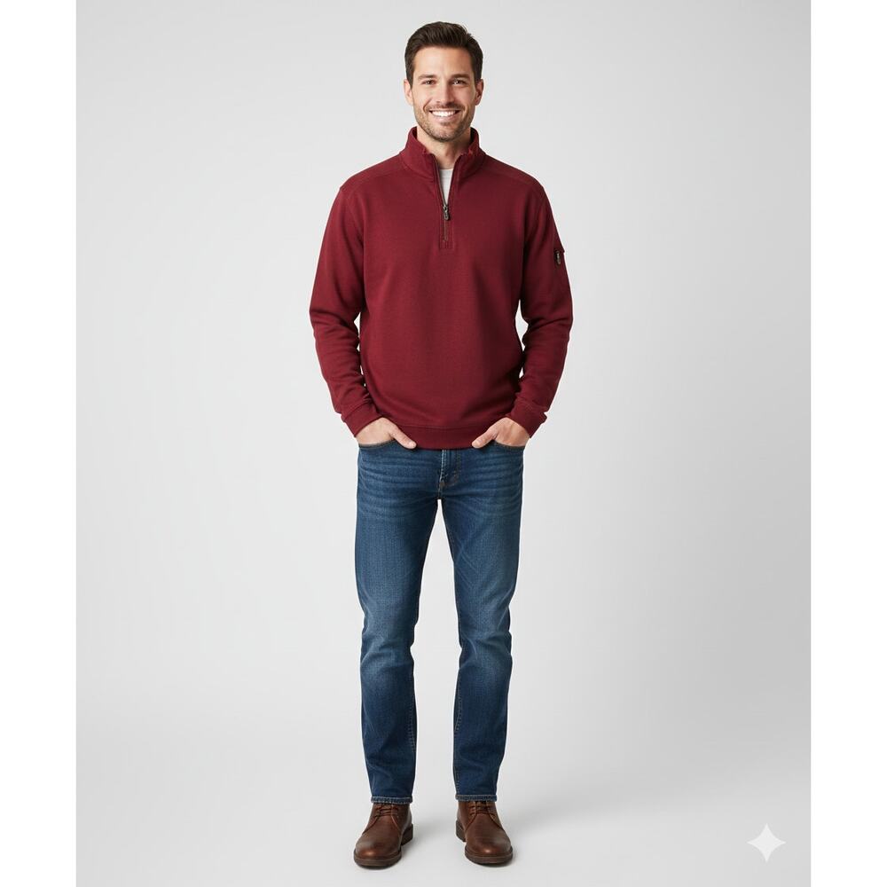 Tommy Bahama Red Pima Cotton Quarter Zip Pullover L